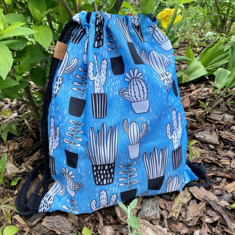 Niebieski worek na plecy cordura Kaktusy