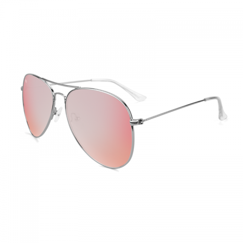 Srebrne okulary pilotki awiatory z lustrzanymi różowymi soczewkami Silver Rose Mile Highs Knockaround