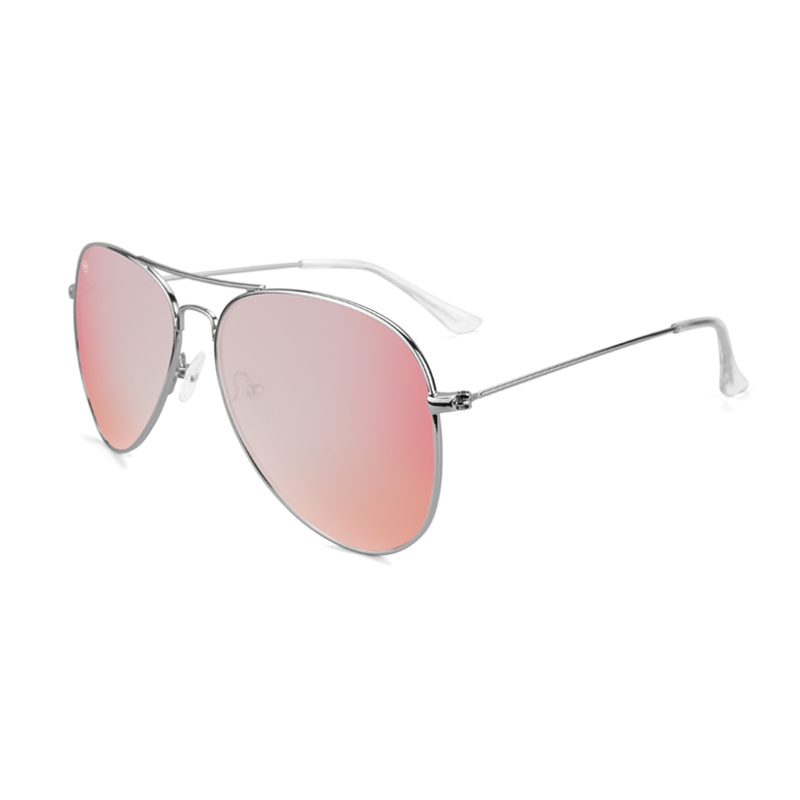 Srebrne okulary pilotki awiatory z lustrzanymi różowymi soczewkami Silver Rose Mile Highs Knockaround