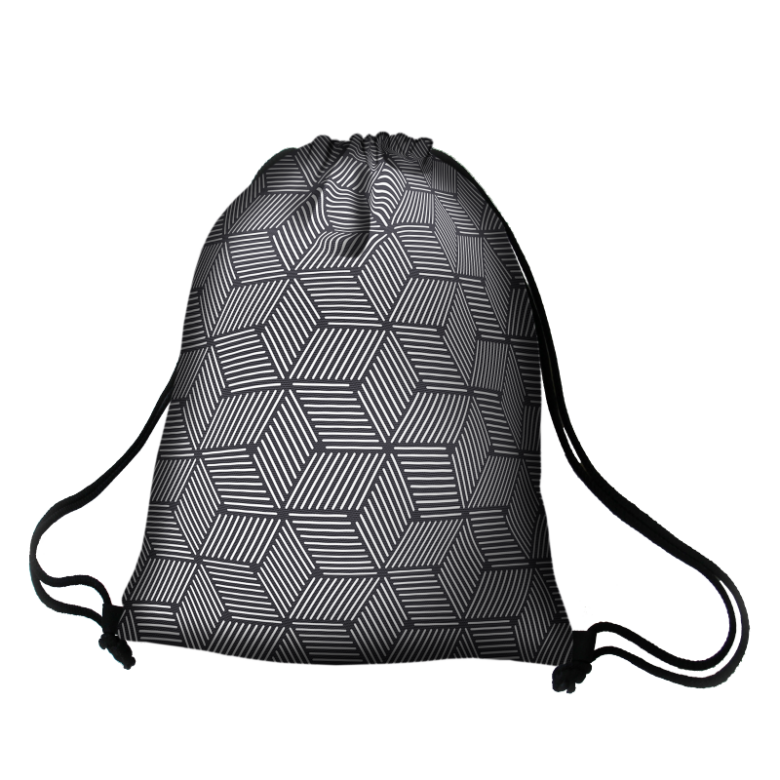 Worek w Czarny Geometryczny Wzór Cube