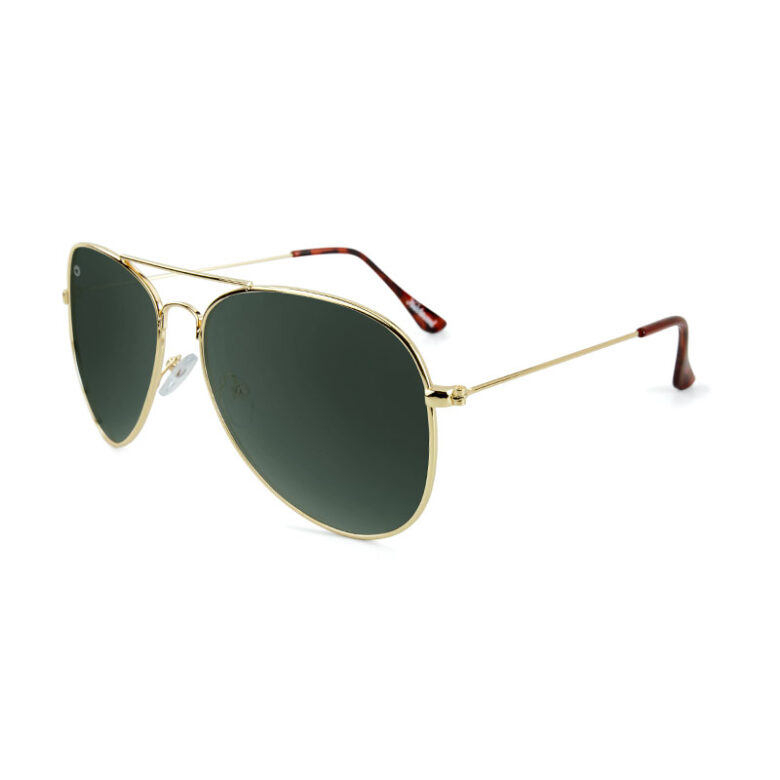 Złote okulary pilotki Awiator Green Mile Highs Knockaround