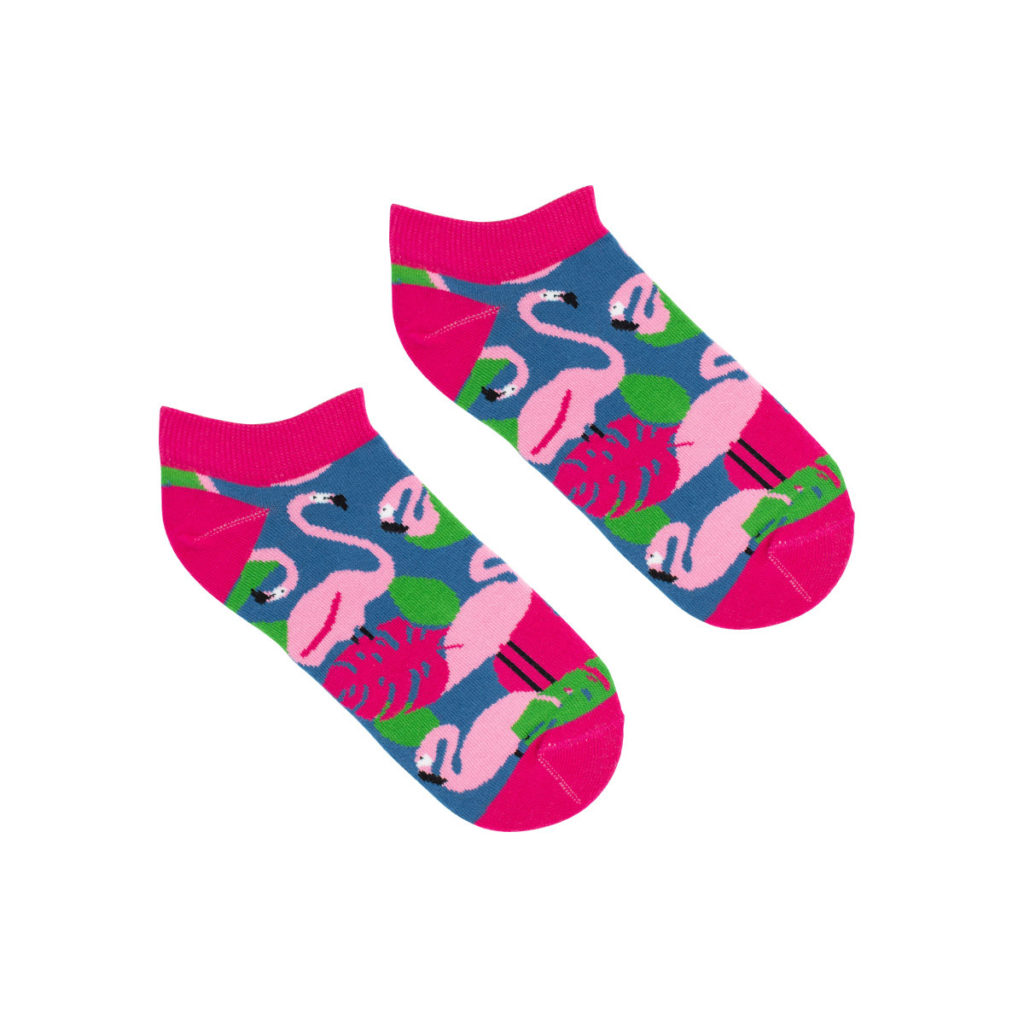 Kolorowe bawełniane skarpetki stopki flamingi