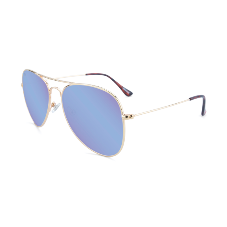 Złote okulary przeciwsłoneczne pilotki gold aqua Mile Highs Knockaround