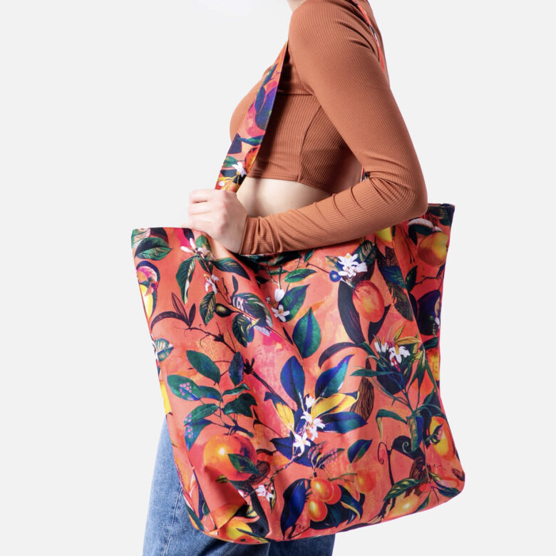 Duża torba shopper pomarańczowa w owoce Sycylia