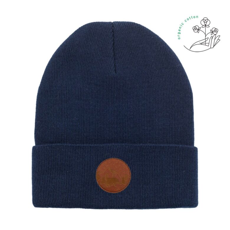 Bawełniana czapka beanie granatowa Kabak bawełna organiczna