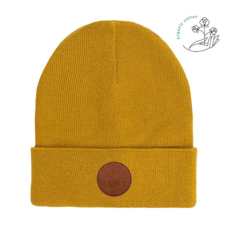 Bawełniana czapka beanie musztardowa Kabak bawełna organiczna