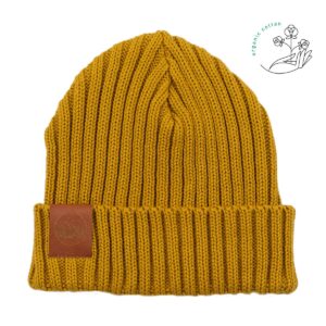 Bawełniana czapka Alkatraz musztardowa Kabak bawełna organiczna