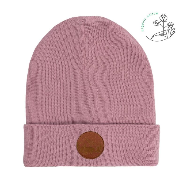 Czapka beanie pudrowy róż Kabak bawełna organiczna
