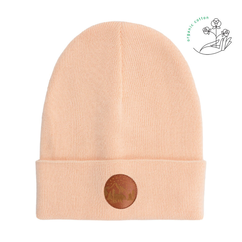 Czapka beanie z bawełny organicznej różany krem