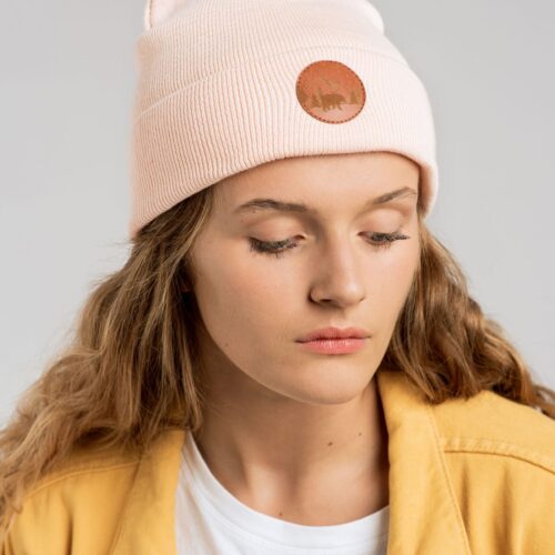 Czapka beanie z bawełny organicznej różany krem