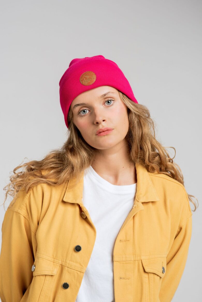 Czapka beanie z bawełny organicznej różowa