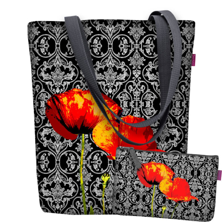 Torba i kosmetyczka filcowa Poppies