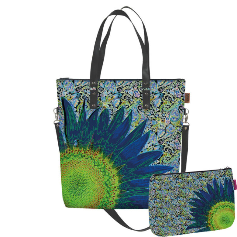 Blue flower torba shopperka MAXA z kosmetyczką