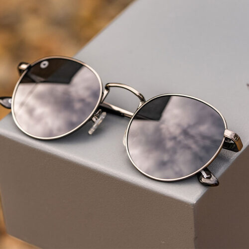 Srebrne okrągłe okulary Gunmetal / Smoke Love & Haights