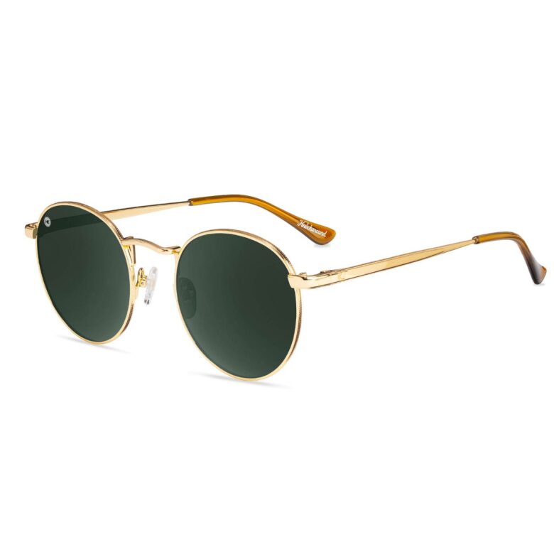 Złote okulary lenonki Gold Aviator Green Love and Haights Knockaround