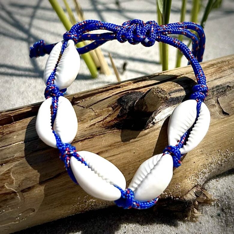 Bransoletka muszelkowa boho niebieska Sunlovers
