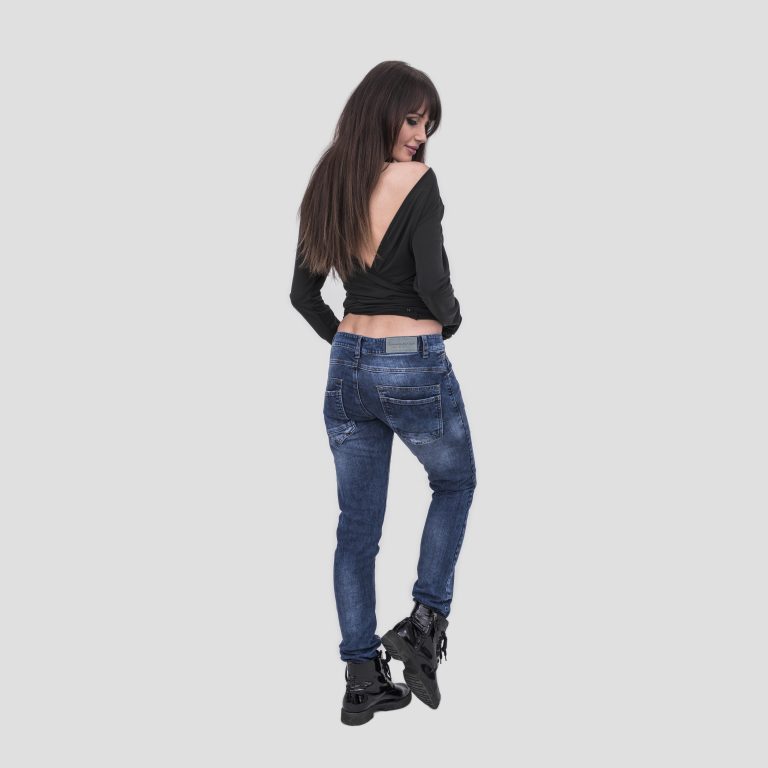 Przecierane jeansy damskie Blue Jeans Lemme