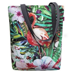 Damska torba w liście i kwiaty z flamingiem - Sunny Dżungla