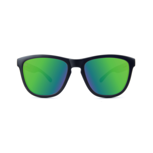 sportowe okulary przeciwsłoneczne czarne matowe i zielone lustrzanki polaryzacyjne knockaround premiums front