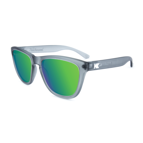 Szare okulary przeciwsłoneczne zielone soczewki Premiums