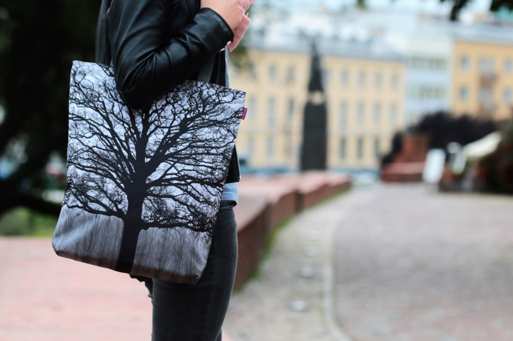 nieprzemakalna płócienna torba damska torebka na ramię na zakupy na dokumenty z motywem drzewa z drzewem