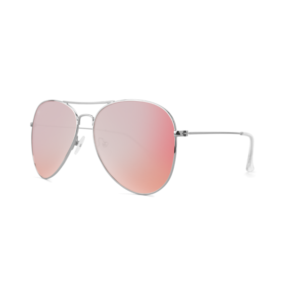 niedrogie okulary przeciwsłoneczne pilotki awiator druciki srebrne z różowymi soczewkami lusterka z polaryzacją knockaround Mile Highs strona