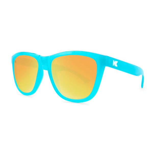 niedrogie kolorowe turkusowe okulary przeciwsłoneczne z polaryzacją knockaround premiums z żółtą soczewką lusterka bok
