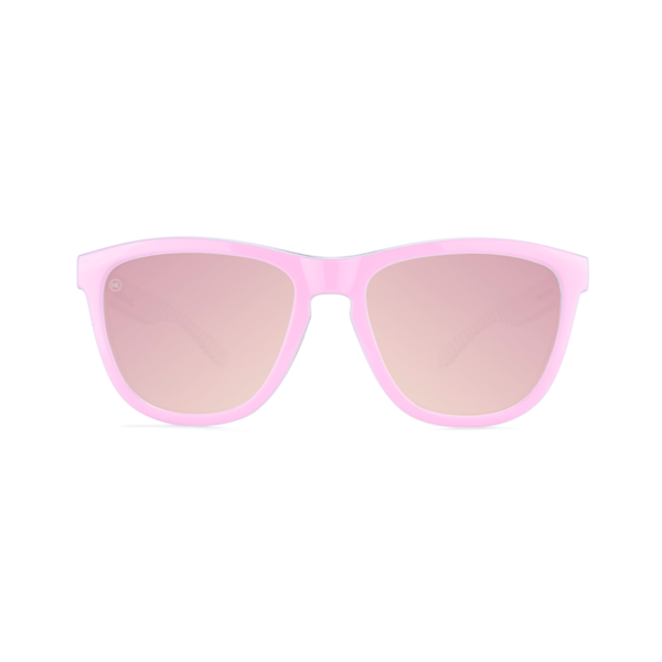 niedrogie okulary przeciwsłoneczne z polaryzacją Knockaround premiums park ave różowe w paseczki lustrzane soczewki front