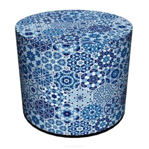 Okrągła pufa dekoracyjna do siedzenia niebieska