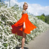 Zwiewna damska tunika sukienka motylek pomarańczowa
