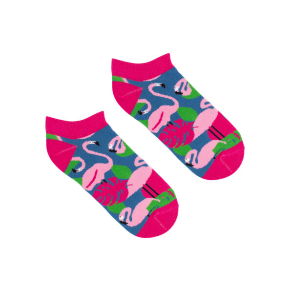 Kolorowe bawełniane skarpetki stopki flamingi