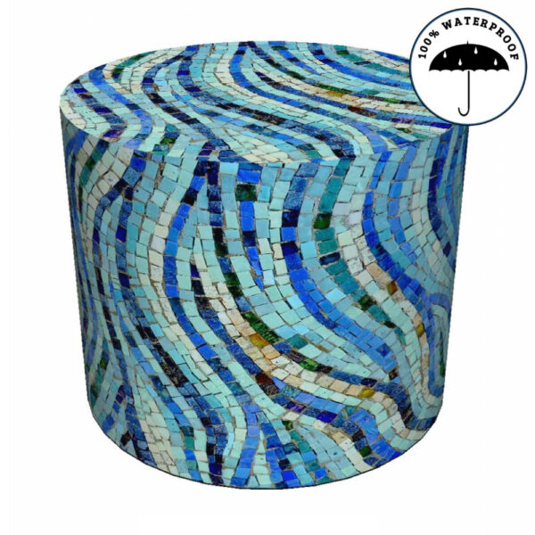 Wodoodporna pufa ogrodowa niebieska mozaika