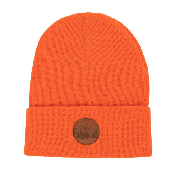 Pomarańczowa czapka beanie bawełniana z naszywką