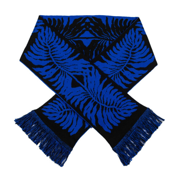 Bawełniany szalik paproć czarno niebieski