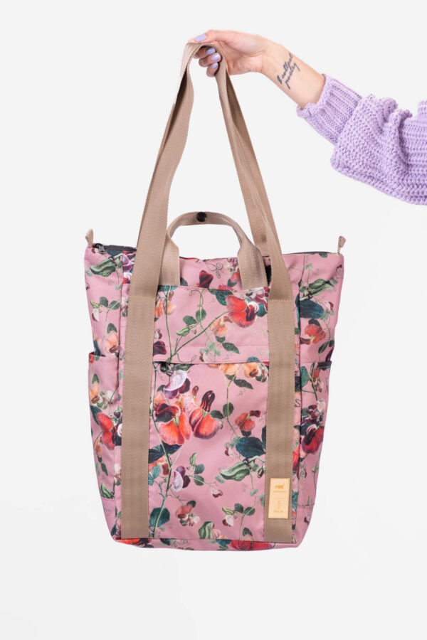 Damski torbo plecak różowy groszek