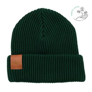 Zimowa bawełniana czapka zielona Kabak bawełna organiczna